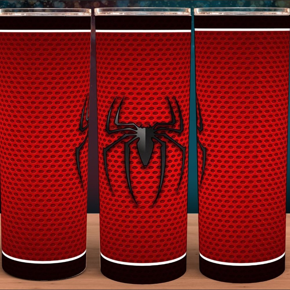 Spiderman Carbon Fiber with Black and White Trim Tumbler 20oz